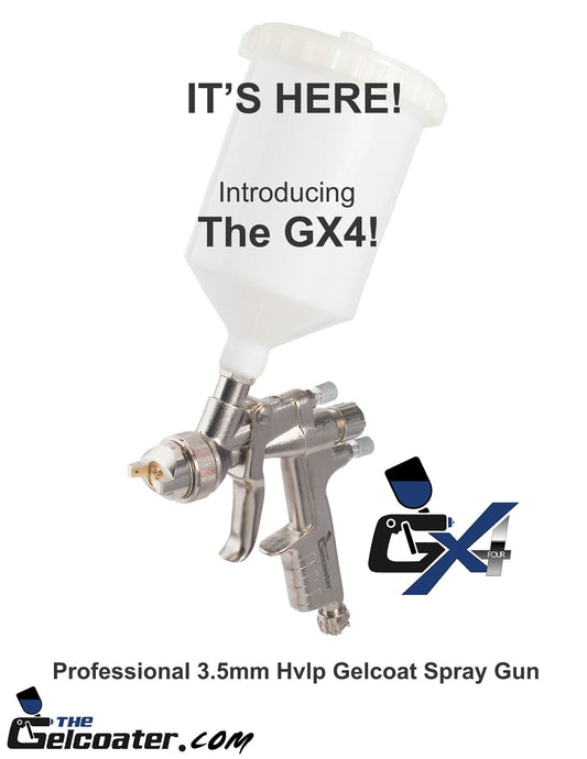 The Gelcoater GX4 HVLP Gelcoat and Resin Spray Gun with 3.5mm Nozzle